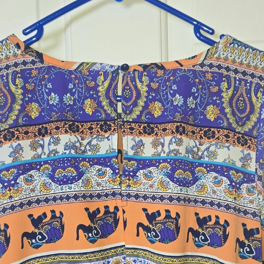 Derek Heart LG Dress Bright BOLD Colorful Keyhole BACK COOL ZIPPER POCKETS - Picture 8 of 12
